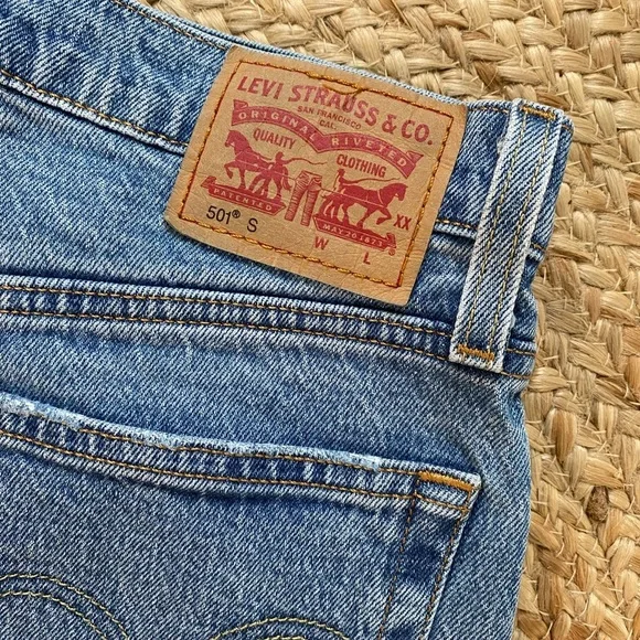 Levi's High Rise Denim Jeans with Frayed Hem - Picture 2 of 4